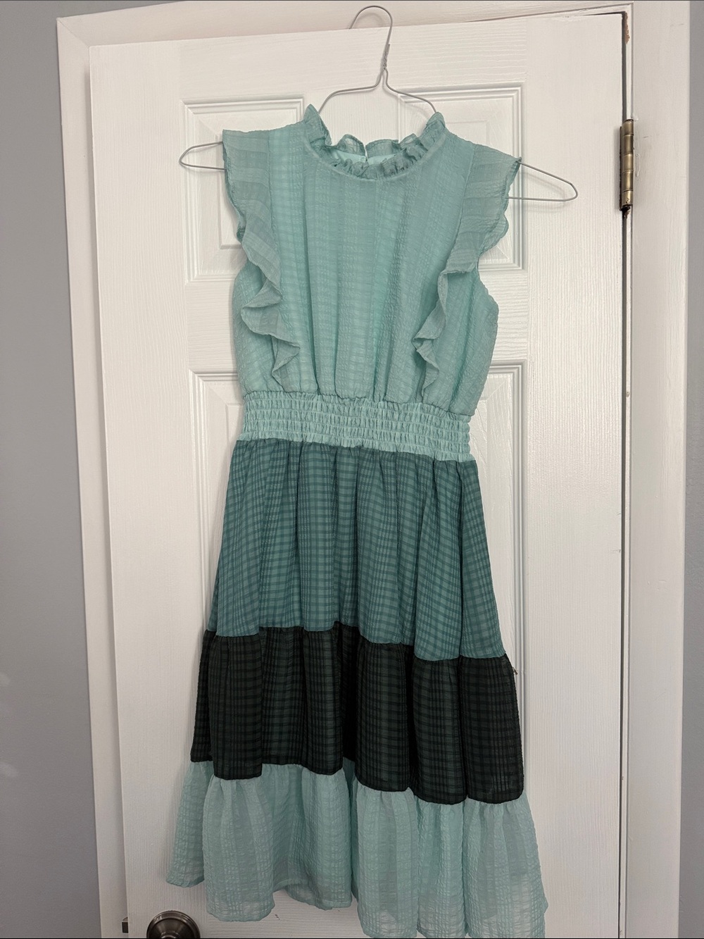 Aqua Mint and Teal Tiered Ruffle Dress
